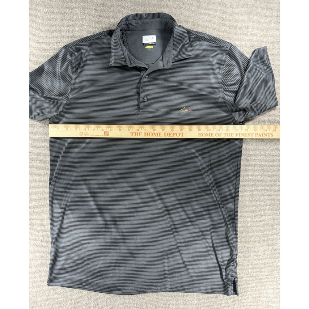 Greg Norman PlayDry Polo Shirt Gray Striped Short Sleeve Golf Performance Mens L - Picture 6 of 8